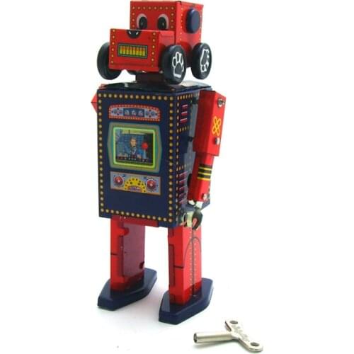 Adult Collection Antique Style Clockwork Spring Tin Toys, Wind Up Toys Robots iron Metal Craft MS486 rescue robot