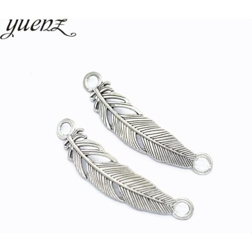 YuenZ 10pcs vintage silver Plated feather Charms Pendant DIY for bracelet necklace 46*10mm D315