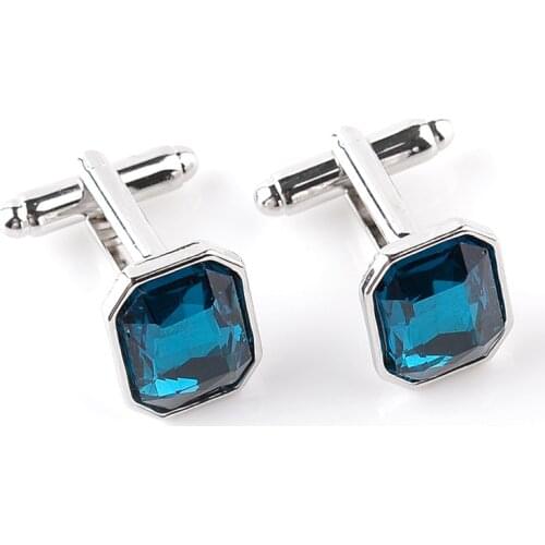 Fashion Luxury Mens Blue Crystal Business Cufflinks Classic Wedding Charm Jewelry Trendy French Shirts Casual Cuff Links Button