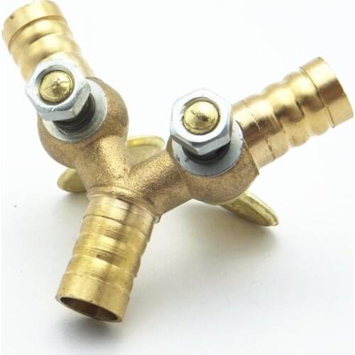 10mm Hose Barb Y Type Brass Barbed Tube Pipe Fitting Coupler Connector Adapter With Valve For Fuel Gas Water