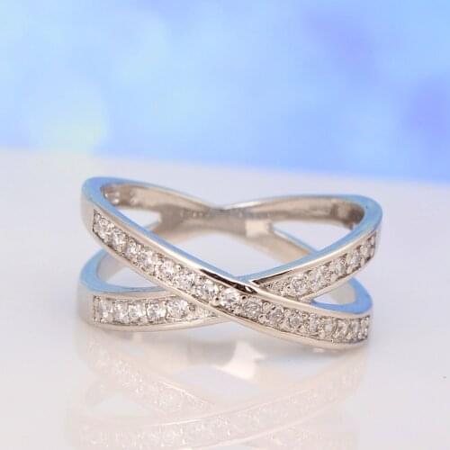 High quality cross Silver Color ring women wedding party gift fashion jewelry size 7 8 9 Women Rings for Party wholesale bulk