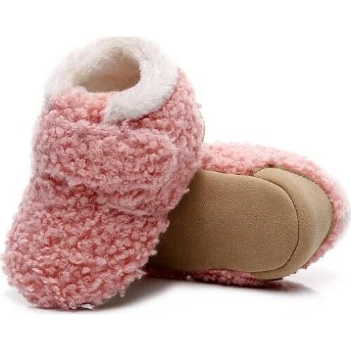 0-12M Winter Baby Boy Girl Fluff Super Soft Velcro Baby Shoes Soft Bottom Toddler Shoes Newborn Shoes