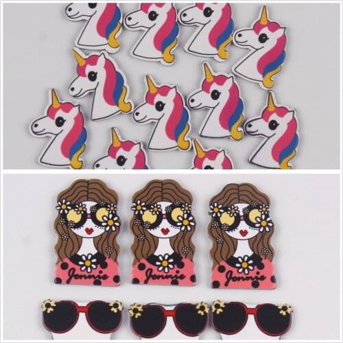 10pcs/lot planar resin unicorn girl kawaii resin cabochons accessories