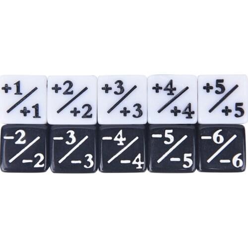 10 Pieces Dice Counters 5 Positive +1/+1 & 5 Negative -1/-1 For Magic The Gathering Table Game Funny Dic Wholesale