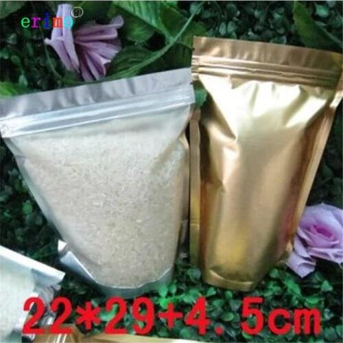 100pcs 22*29cm dark gold matte aluminum foil self-sealing clip chain bag