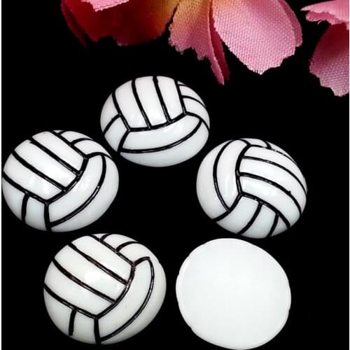 100pcs/Lot 15mm Volleyball Resin Flatback Cabochon Sport Ball Flat Back Scrapbooking DIY Decor for Hair Bow Center Embellishmen