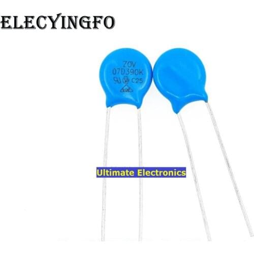 100pcs Varistors 07D390K 7D390K 39V Varistor Metal voltage dependent resistor