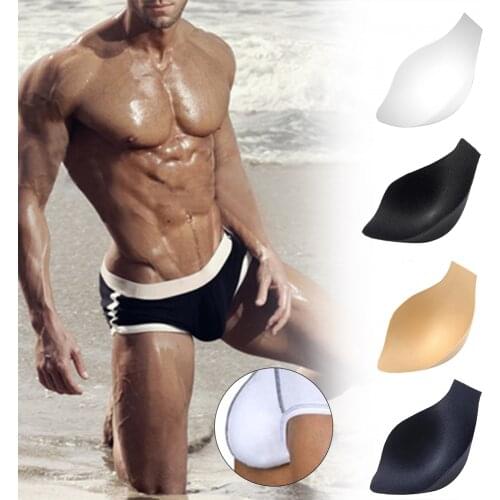 2PCS Mens Swimming Trunks Underwear Protective Pad Swimsuit Enlarge Penis Pouch Pad Inside Front Protection Pad #W