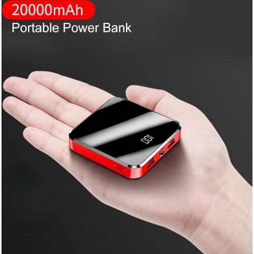 20000mAh Portable Power Bank Mirror Screen LED Display Powerbank For iPhone Xiaomi Samsung Phone External Battery Power Banks