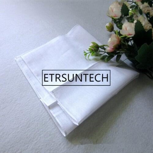 500pcs Men Pocket White Cotton Thin Handkerchiefs Sweat Towel DIY Hand Drawing Pocket Square Plain Handkerchief