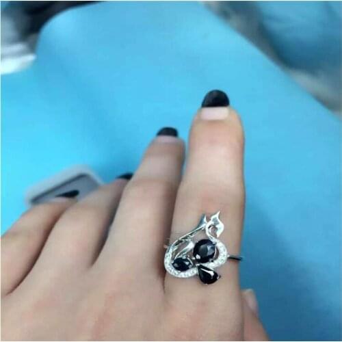 Free Shipping Sapphire ring Per Jewelry Natural real blue sapphire rings 925 sterling silver