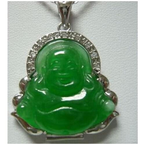 Free shipping >>>>>>Genuine Green stone Buddha Pendant Necklace