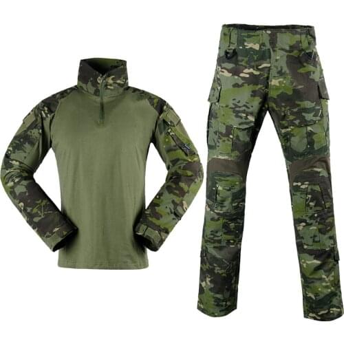 Combat Clothes Suit Tactical Camouflage Military Uniform Army Clothes Airsoft Military Men US Shirt + Cargo Pants Knee Pads G3