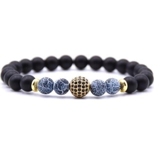 Bracelet Men Strand Beaded Bracelet Women Chakra Natural Stone Zirconia Mala Healing Bead Pulsera Masculinas Boho Jewelry Bijoux