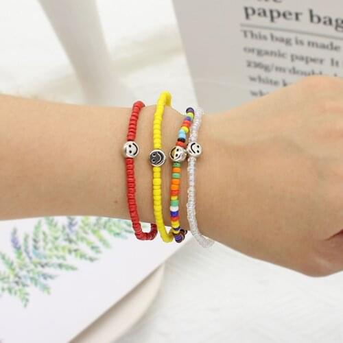 Smiley Beads Bracelets Bohemian 2021 Handmade Seed Beaded Boho Summer Femme Charm Bracelet Jewelry