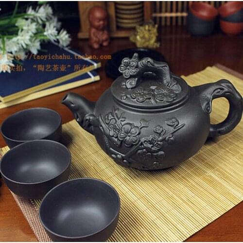 Hot Sale Yixing Zisha Tea Pot Teapot Chinese Porcelain 400ml + 3 Cups 60ml Kung Fu Tea Set Teapots Handmade Zisha Ceramic Kettle