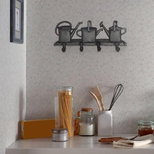 Retro Kettle Shape Storage Iron Delicate Saving Space Wall Hook Decorative