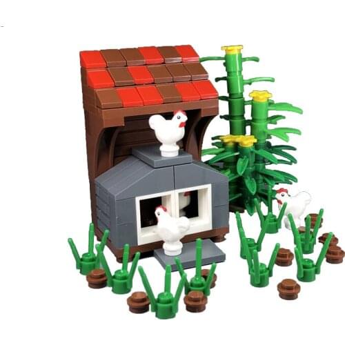 City MOC Plant Bamboo and Grass Chicken Coop Set Accessory Toys For Children Christmas and New Year Gifts Cities Building Blocks
