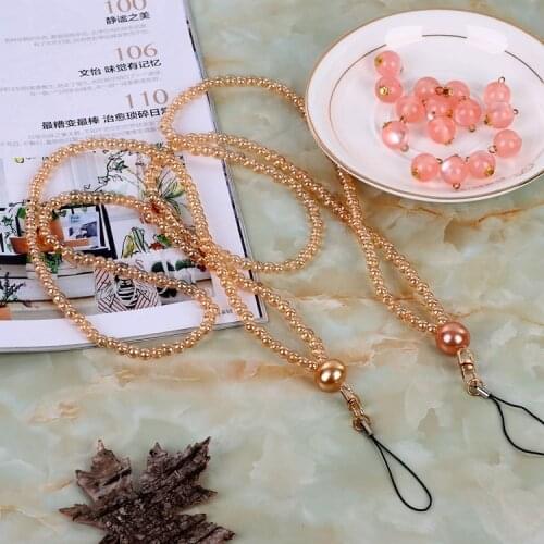 Long charm neck strap jewelry making set ID card Badge Chain lanyard handmade pearl bead necklace Decoration holder accessories
