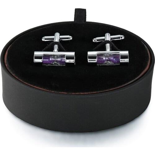 DY fashion mens French shirt cuff button box set silvery column purple time hourglass cufflink gift box