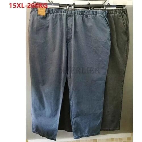 Autumn men jeans plus size 8XL 10XL 12XL loose pants elasticity Stretch large size casual trouerse 54 56 68 70 80 blue jeans