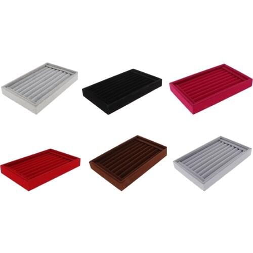 Elegant Velvet Ring Display Tray Case Jewelry Holder Organizer Container