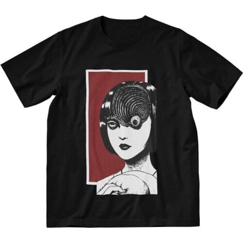 Male Tomie Junji Ito Uzumaki T-Shirt Graphic Japan Horror Manga Streetwear Tshirt Short Sleeve Cool T Shirt Homme Cotton Tee