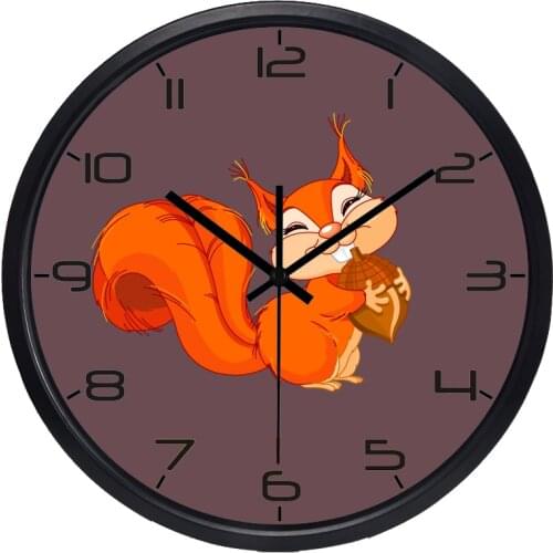 Hot Sale Kids European Style Office Squirrel Wall Clock Personality Large Vintage Clock