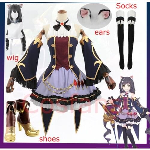 Game Princess Connect! Re:Dive Kyaru/Kiruya Momochi Dress Cosplay Costume Halloween Christmas party costume Prop Fancy Dress Wig