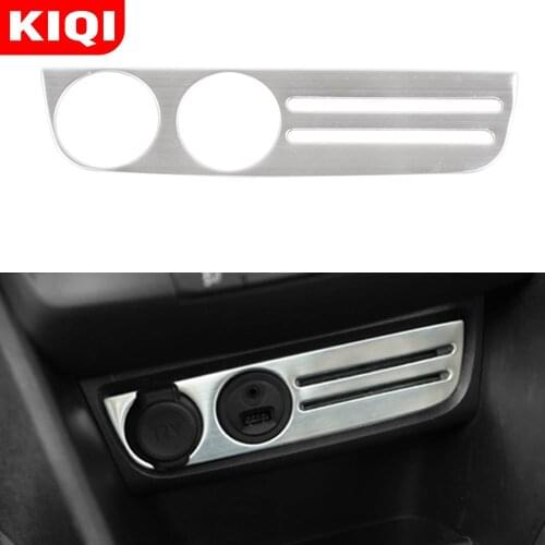 KIQI Stainless Steel Cigarette Lighter Panel Cover Decorative Stickers Trim Sticker for Peugeot 2008 2014 - 2017 Accessories