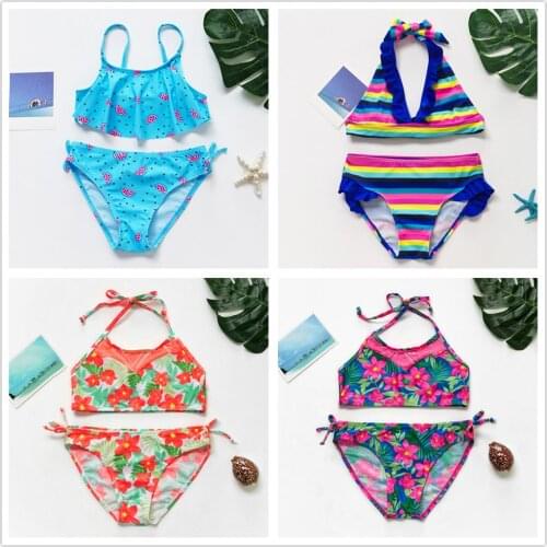 2~14Years Girls Swimsuit Two pieces Girls Swimwear Swimming suit for Kid Girls High quality Children Swimwear Beachwear-ST193MIX