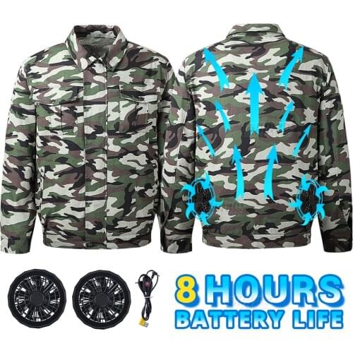 Summer Cooling Fan Jacket Heatstroke Protection Hiking Jacket Outdoor Workwear USB Power Supply Air Conditioning Clothing Men