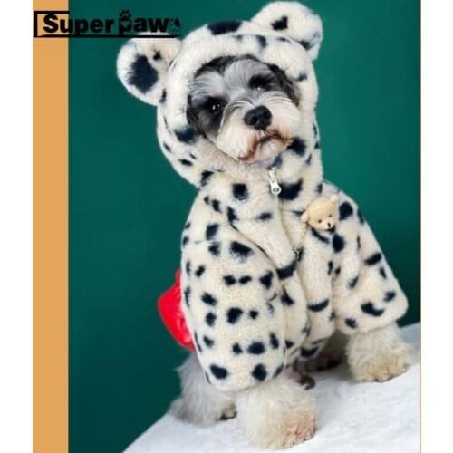 Fashion Pet Dog Leopard Coat Winter Warm Jacket Hoodie Clothes For Small Medium Dogs Schnauzer French Bulldog Chihuahua YHC62