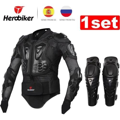 HEROBIKER Motorcycle Jacket Motorcycle Body Armor Protective Jacket+ Protective Motorcycle Knee Pad Kits Suits Motocross Armor