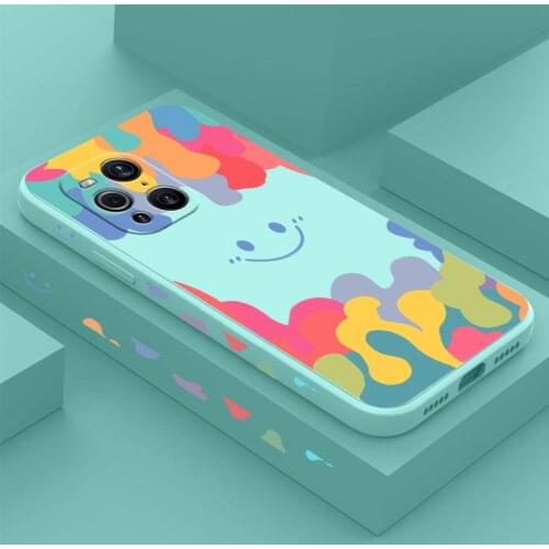 For OPPO FIND X3 Pro Case Soft Liquid silicone Watercolor Smile Skin protective Back Cover Case For oppo find x3 x3pro Shell