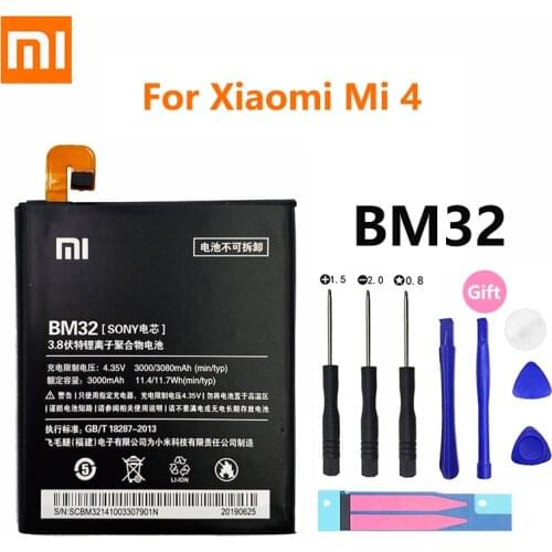 Xiao Mi Original Phone Battery BM32 For Xiaomi Mi 4 Mi4 M4 High Quality 3000mAh Phone Replacement Batteries