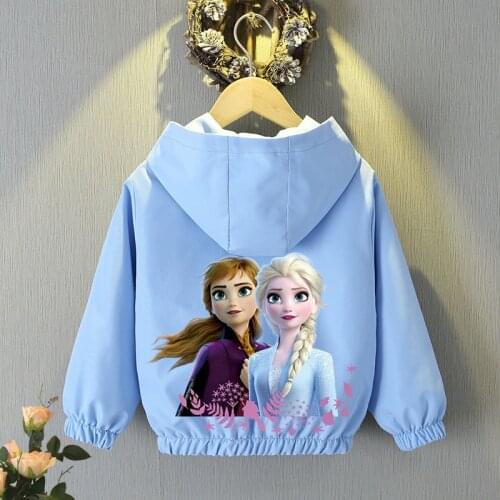 Autumn Little Girls Hooded Jacket Coats Frozen Elsa Anna Princess Windbreaker Spring Teenagers Childrens Tops Kids Cardigan