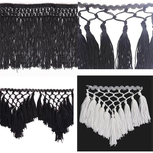 1yard Off White black Braided Fringe Tassel Trimming Venice Lace Ribbon Trim Applique Decoration for Latin Clothing T1858