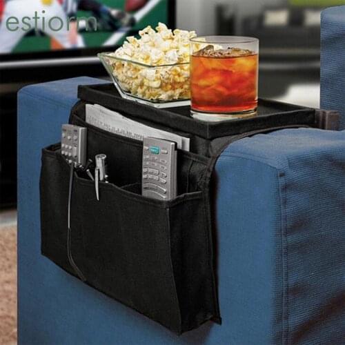 Sofa Armrest Organizer Adjustable Anti-Slip Magazine Remote Control Holder Storage Bag Armchair Couch Caddy Sofa Arm Table Tray
