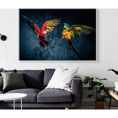 Birds Poster Parrots Wild Animal Posters and Prints Oil Canvas Painting Cuadro Wall Art Pictures for Living Room Home Decoration