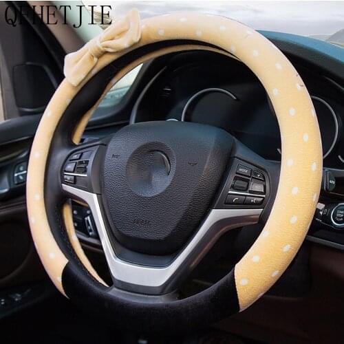 QFHETJIE Winter Short Plush Round Steering Wheel Cover Wear-resistant and Durable Interior Stylish and Beautiful