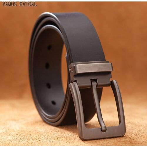 Cowhide Genuine Leather Belts for Men Male Pin Buckle Jeans Waist Belt Mens Black Brown Commuter business Belt Ceinture Homme