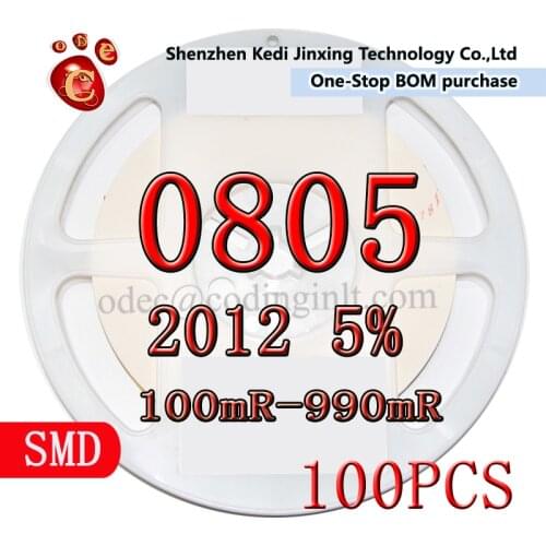0805 2012 5% SMD resistor 100pcs 0.1R 0.12R 0.15R 0.2R 0.22R 0.24R 0.3R 0.33R 0.36R 0.39R 0.43R 0.47R 0.51R 0.56R 0.62R 0.68R