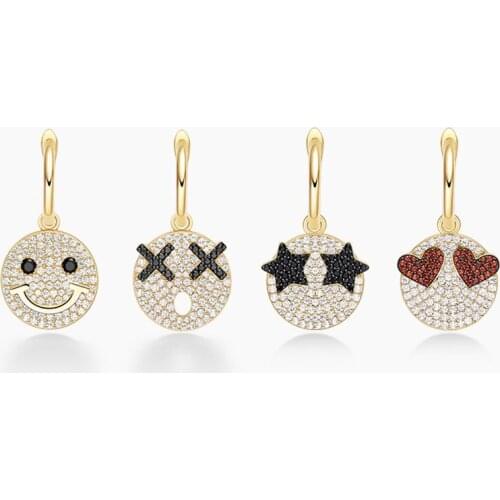 SOELLE 925 Sterling Silver Gold Color Funny Emoticon Drop Earring Ziconia Smile Love Cute Expression Earring for Women Girls