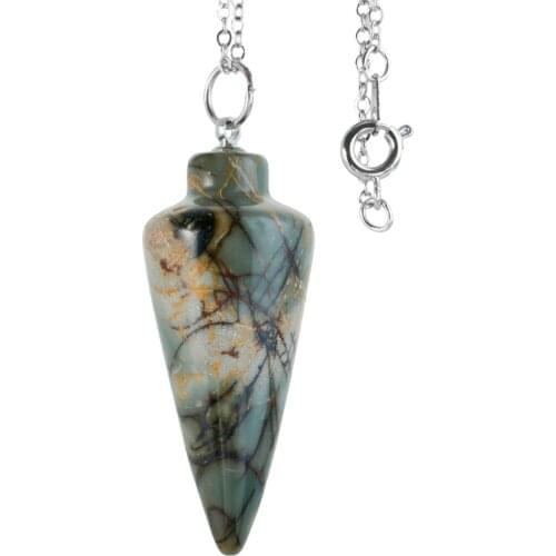 SUNYIK Picasso Stone Healing Dowsing Reiki Chakra Charm Pendulum with Chain