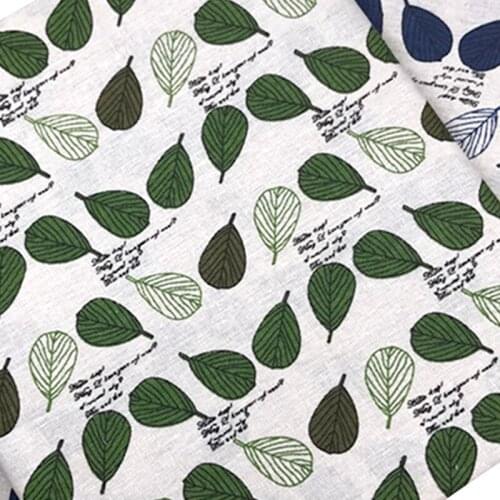 Leaf Printed Cotton Linen Fabric Curtain Tablecloth Cloth For DIY Quilting & Sewing Placemat,Bags Material