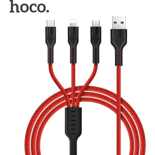 HOCO 3in1 USB Charger Cable For iPhone 11 Pro X 5 6 7 8 Android Micro USB Cable Type C For Samsung Xiaomi Phone USB Data Cable