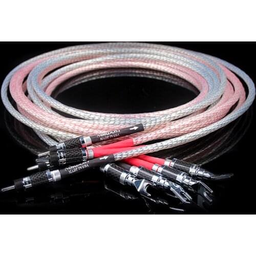 High Quality Pair Nordost Valhalla Audio Speaker Cable hifi Loundspeaker cable with carbon fiber Y spade connector