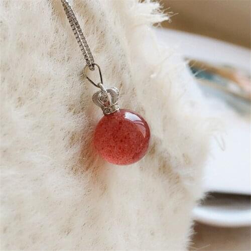 Fashion Necklace Charm Teardrop Red Genuine Natural Strawberry Quartz Crystal Gems Stone Charm Pendant Bead Women 30*22*7mm