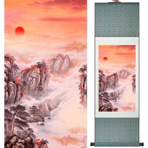 Mountain and river painting Home Office Decoration Chinese scroll painting mountain and River painting LTW2017112604